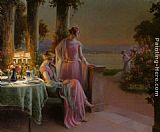 Elegant Canvas Paintings - Elegant Ladies Taking Tea